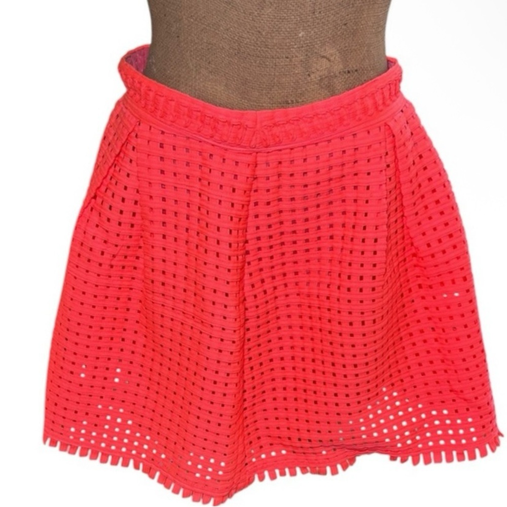 Anthropology Yoana Baraschi Vibrant Neon Pink Open Knit Skirt Size M